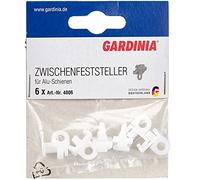 GARDINIA Retenedor para rieles de cortina de aluminio, 13 mm, Dispositivo de retención intermedio para rieles de cortina, Plástico, Blanco, 6 piezas