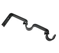 Gardinia Soporte doble para barras de cortina con Ø 16 mm, 7/7 cm, (a 14 cm de la pared), incluye material de montaje, Memphis Line, metal, negro mate, 2 unidades