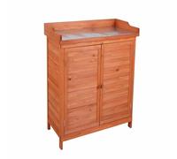 Gardiun Armario Multiusos para Jardín Ally 75x40x94 cm en Madera de Abeto Tratada con Pintura Eco y Encimera de Acero Galvanizado