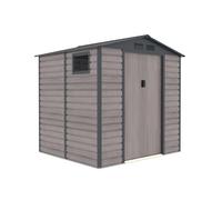 Gardiun - Caseta de jardín de Metal Surrey 4,07 m2 Exterior, 213 x 191 x 211 cm, Acero con Ventana Lateral y Efecto Madera granulada