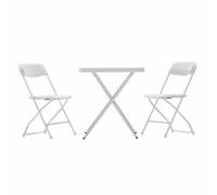 GARDIUN KMS102 - Set de Jardín Plegable 1 Mesa y 2 Sillas Bonaire de Resina y Acero Blanco Para Terraza, Balcón o Camping Ligero y Fácil de Plegar Interior/Exterior