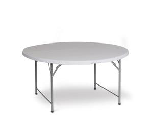 Gardiun Mesa Redonda Plegable y Portátil New Koln Ø122x74 cm de Resina en Color Blanco con Asa y Sistema de Bloqueo