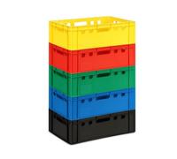 gardivo Cajas E2 5 unidades 60 x 40 x 20 cm, varios colores, caja de carnicería, caja de almacenamiento, color verde, apilable, resistente