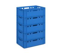 gardivo Eurobox - Caja para carnicería, 5 unidades, 60 x 40 x 20 cm, color azul, apilable, resistente, de plástico