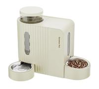 Gardner Pet 2 en 1 Comedero Gato Automatico (3L*2), Dispensador Comida y Agua, Bebedero Perro con Bol Acero Inoxidable, Dispensador Comida Gatos Gravedad,Sin BPA,No Eléctrico-Beige