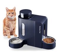 Gardner Pet 2 en 1 Comedero Gato Automatico (3L*2), Dispensador Comida y Agua, Bebedero Perro con Bol Acero Inoxidable, Dispensador Comida Gatos Gravedad,Sin BPA,No Eléctrico-Azul