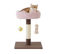 Gardner Pet Árbol para Gatos Pequeño Diseñado para Gatitos, con Juguetes Colgantes y Plataforma, Rascador para Gatos, Altura 50 cm - Forma Redonda - Pana - Color Marrón