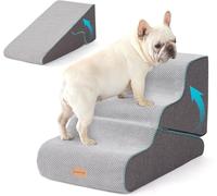 Gardner Pet Escalerilla para Perros Pequeños 2 en 1, Altura 35/42cm, 3 Escalones Curvos, Escalera para Cama o Sofá, Funda Antideslizante Impermeable, Espuma Premium