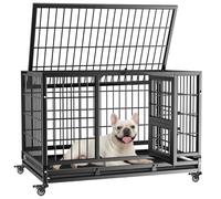 Gardner Pet Jaula para Perro Talla L-82.3x51.5x56cm para Perros Medianos, Diseño a Prueba de Escape con Bandeja, 3 Puertas Desmontables y Ruedas Bloqueables, Jaula Plegable de Metal para Perros-Negro