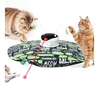 Gardner Pet Juguete para Gatos, 5 en 1 Eléctrico Interactivo Automático para Gatos, Juego de Escondite, Juguete con Plumas, Láser, Pelotas y Sonidos de Pájaros, Carga USB, Verde