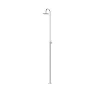 Gardwell Ducha de jardín Classic Spring, 229 cm, acero inoxidable cepillado, ducha exterior con cabezal de ducha de lluvia, diámetro de 20 cm, ducha de piscina con conexión de agua fría, incluye
