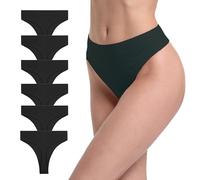 GAREDOB Women Ribbed Cotton Tummy Control Tangas Panties Black Size S Pack 6