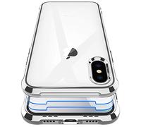 Garegce Funda iPhone XS MAX, [2X Vidrio Cristal Templado] Transparente Carcasa Anti-Arañazos Antichoque Protección - Plata