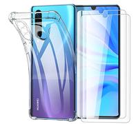 Garegce Funda para Huawei P30 Lite,[2 x Vidrio Cristal Templado] Transparente Antichoque Carcasa, Anti-Arañazos Antichoque Protección - Transparente