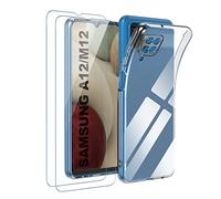 Garegce Funda Samsung Galaxy A12/Galaxy M12 [2 x Vidrio Cristal Templado] Transparente,Ultra Fina,Carcasa Anti-Arañazos Antichoque Protección - Transparente