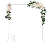 GARFANS Arco de Boda Cuadrado de 6.56 x 6.56 pies de Metal con Soporte para pies, Clavos, Arco de Globos, Marco de jardín para Boda, Fiesta de cumpleaños, Baby Shower, Fondo de Fotos, decoración de