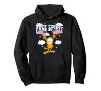 Garfield 4th of July Free Spirit Garfield Holding 2 US Flags Sudadera con Capucha