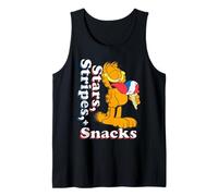 Garfield 4th of July Stars Stripes & Snacks Ice Cream Camiseta sin Mangas