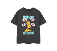 Garfield Camiseta de Manga Corta para Niños en Color Carbón | Camiseta Gráfica Snack Attack para Niños y Niñas | Ropa de Dibujos Animados de Gato | Regalo de Mercancía de Película para Adolescentes