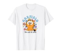 Garfield Chibi Floral Too Cute To Care In Black Text Camiseta