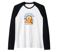 Garfield Chibi Floral Too Cute To Care In Black Text Camiseta Manga Raglan