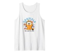 Garfield Chibi Floral Too Cute To Care In Black Text Camiseta sin Mangas