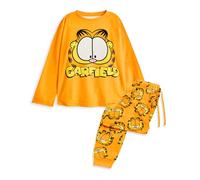 Garfield Conjunto de Pijama de 2 Piezas para niños | Top de Noche de Manga Larga y Parte Inferior de Pierna Larga con Estampado Integral de Lazy Cat en Color Naranja para niños