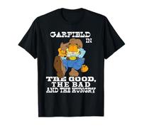 Garfield Front and Back Western Good Bad Hungry Cartoon Camiseta