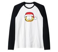 Garfield Happy Merry Christmas Santa Hat Camiseta Manga Raglan