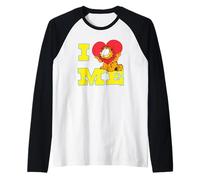 Garfield I Heart Me Funny Block Letters Love Cat Cartoon Camiseta Manga Raglan