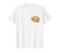 Garfield Kawaii Chibi Surrounded with Flowers Left Chest Camiseta
