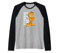 Garfield Love Me Feed Me Never Leave Me Funny Cat Cartoon Camiseta Manga Raglan
