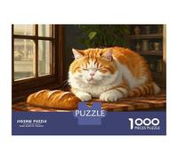Garfield Puzzle 1000 Piezas Exactas Cartón Reciclado para Familias - Piezas Únicas Regalo Original Noche De Juegos Relajación 52x38cm/1000pcs