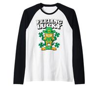 Garfield St. Patrick's Day Feeling Lucky Leprechaun Portrait Camiseta Manga Raglan