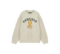 Garfield Sudadera universitaria unisex beige | Suéter vintage con gráfico de gato de dibujos animados | Suéter acogedor de cuello redondo | Ropa retro | Regalo divertido para fans y estudiantes,