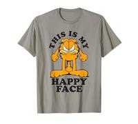 Garfield This Is My Happy Face Retro Comic Grumpy Mad Face Camiseta