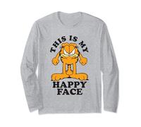 Garfield This Is My Happy Face Retro Comic Grumpy Mad Face Manga Larga