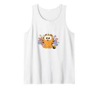 Garfield Too Cute To Care Chibi Floral Front & Back Camiseta sin Mangas