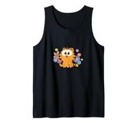 Garfield Too Cute To Care Floral Chibi Front & Back Camiseta sin Mangas