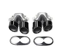 Garganta Cola Coche Para Mercedes Para Benz Clase A W177 A35 C118 CLA35 X247 GLB35 A45S Silenciador Tubo Escape Cuádruple Para Parachoques Trasero Coche(Black 2)