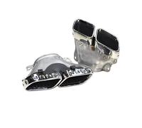 Garganta Cola Coche Para Mercedes Para Benz GLE350 GLE450 GLE53 2020-2025 Actualización GLE63 Difusor Parachoques Quad-salida Silenciador Punta Escape Cuadrado(Plata)