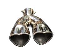 Garganta Cola Coche Silenciador De Escape Coche Con Forma Corazón Tubo Universal Acero Inoxidable Entrada Doble 60mm(Silver curved)