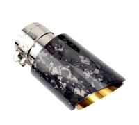 Garganta Trasera Tubo Tubo De Escape Coche Modificado Fibra Carbono Forjado 1 Pieza Para Silenciador Decoración Con Puntas Doradas Escape Tubo Cola(60-89mm)
