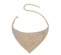 Gargantilla ancha de diamantes de imitación con borlas doradas y plateadas, collar de cadena corta y brillante, joyería para mujeres y niñas, babero de diamantes, talla única, como se describe, como