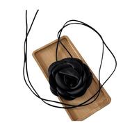 Gargantilla con cadenas largas y grandes flores para mujer, tejido romántico blanco y negro, accesorios para el cuello, Talla única