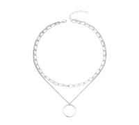 Gargantilla con colgante de doble círculo, collar de metal en capas que se coloca en la clavícula, talla única, Madera de agar