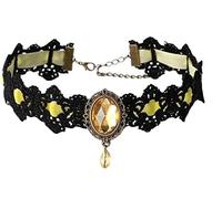 Gargantilla De Encaje Gótico Con Gemas De Cristal Vintage Para Mujer, Collar De Encaje Negro Gótico Hecho A Mano Para Fiesta De Disfraces Punk De Halloween, Gargantilla De Vampiro De La Corte Real