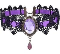 Gargantilla De Encaje Gótico Con Gemas De Cristal Vintage Para Mujer, Collar De Encaje Negro Gótico Hecho A Mano Para Fiesta De Disfraces Punk De Halloween, Gargantilla De Vampiro De La Corte Real