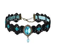 Gargantilla De Encaje Gótico Con Gemas De Cristal Vintage Para Mujer, Collar De Encaje Negro Gótico Hecho A Mano Para Fiesta De Disfraces Punk De Halloween, Gargantilla De Vampiro De La Corte Real