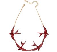 Gargantilla de golondrina voladora roja vibrante, joyería con colgante de pájaro bohemio, gargantilla de ala esculpida para mujer